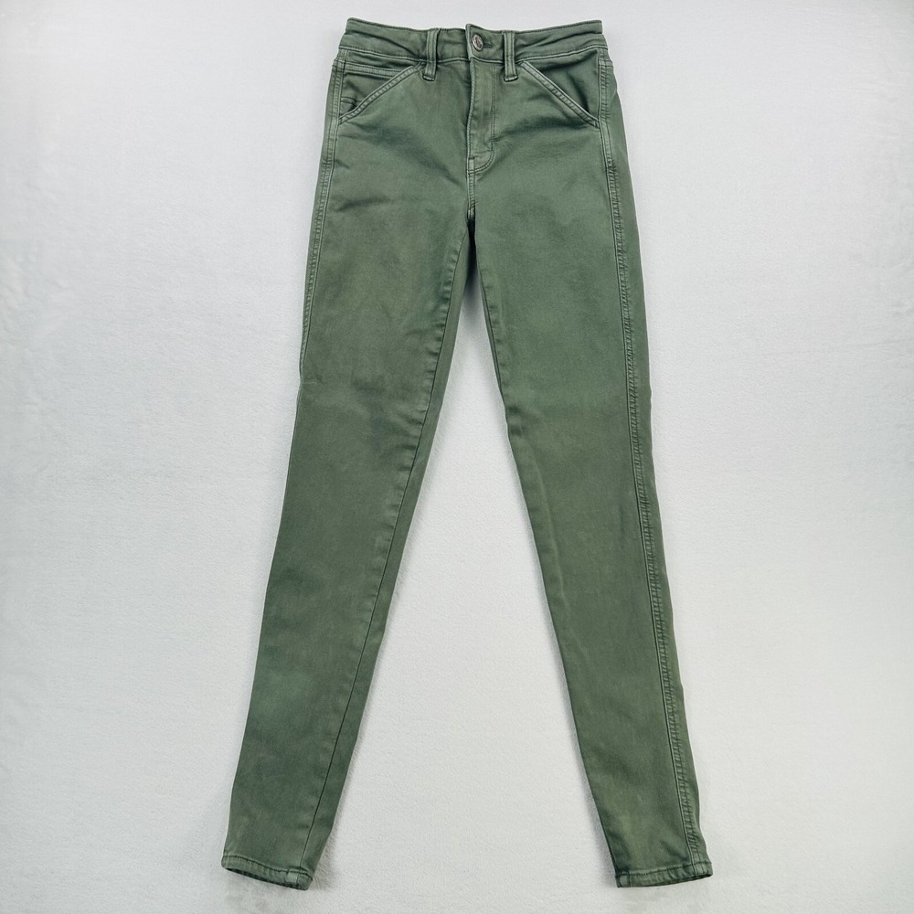 American Eagle Jeans Womens 4 Long Green Next Level Stretch Skinny Jegging Pants